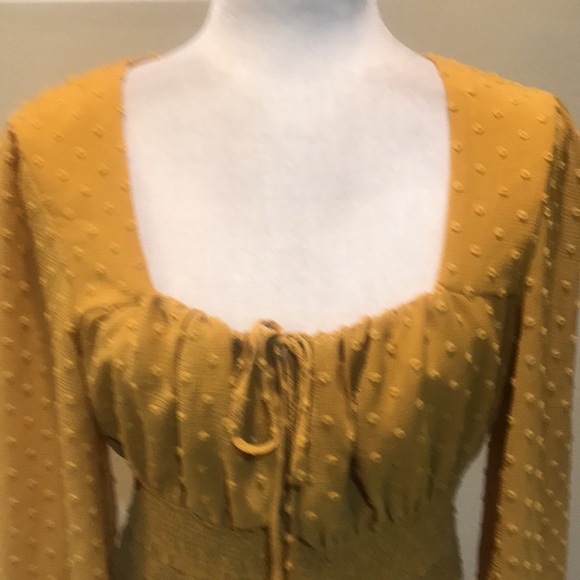 MINKPINK Smocked Long Puff Sleeve Crop Top Elastic Waist-& Square Tie Neck-L - Picture 5 of 11